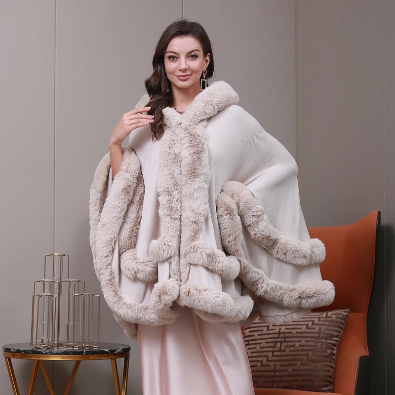 Winter Warm Shawl Factory DirectSale Cloak Small Fragrant Mink Fleece Tassel Shawl Knitted Jacket Scarf Cloak Cloak poncho shawl