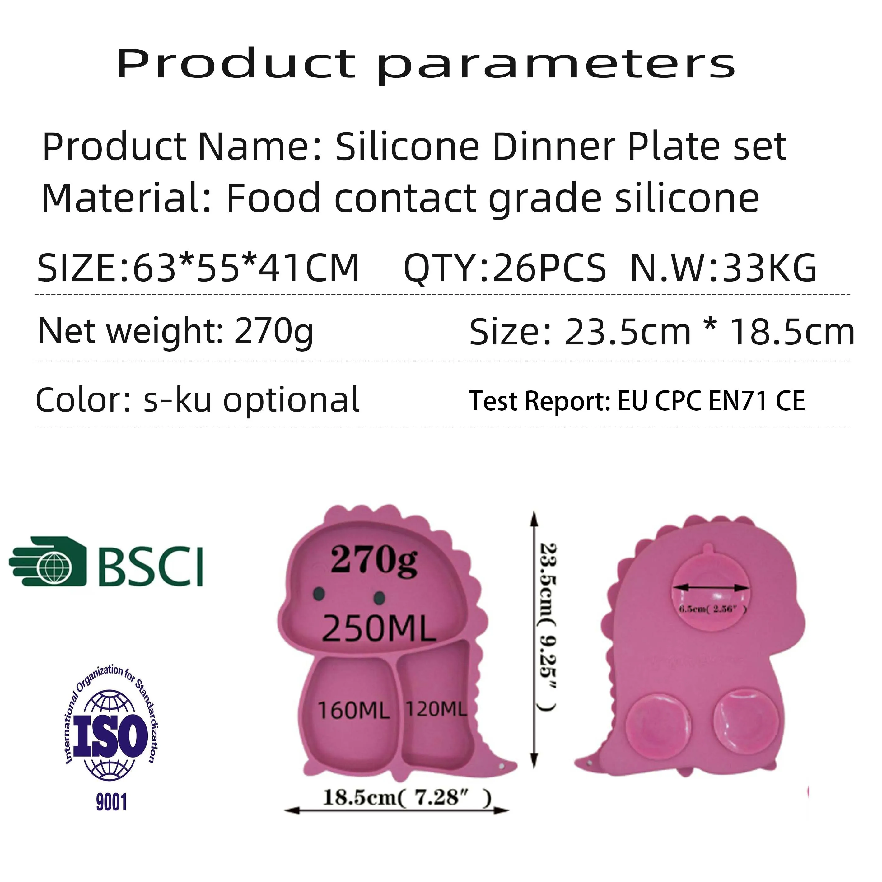 BSCI Certified Wholesale Customizable Non Toxic Food Grade Silicone Power Suction Cup Bowl Spoon Bib Baby Feeding Tableware Set