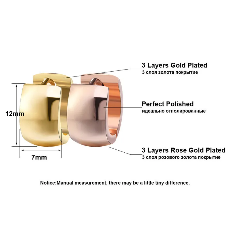 chunky 7*9MM Width Men Women Stainless Steel Rock Pierced Earrings Round Hoop Minimum Gold Earrings 2023 Trend Jewels