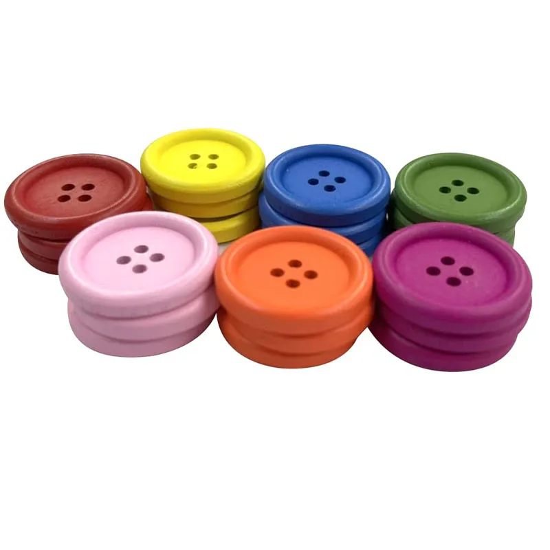 15-25mm multicoloured candy buttons with fine edge candy colored wooden buttons for clothing jacket jeans