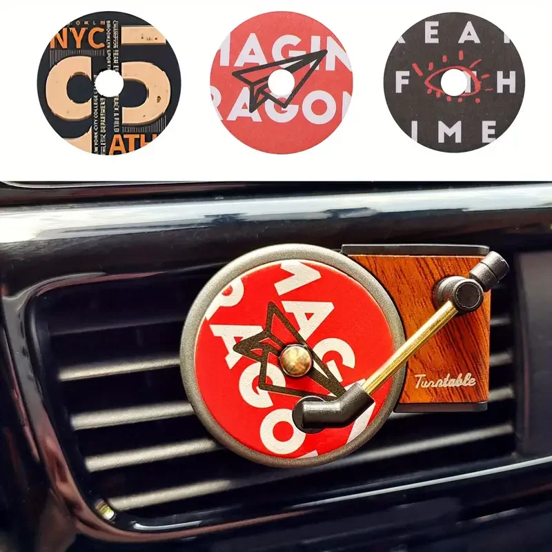 Car Vent Clip Fragrance Diffuser Car Retro Air Fresh Clip Air Freshener Car Record Player Design Turntable Perfume Vent Outlet