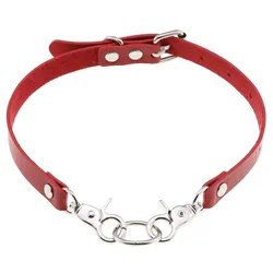 Personalized Simple PU Leather Chain Buckle Collar Fashion Belt Buckle Necklace Punk Harajuku Sexy Ring Necklace
