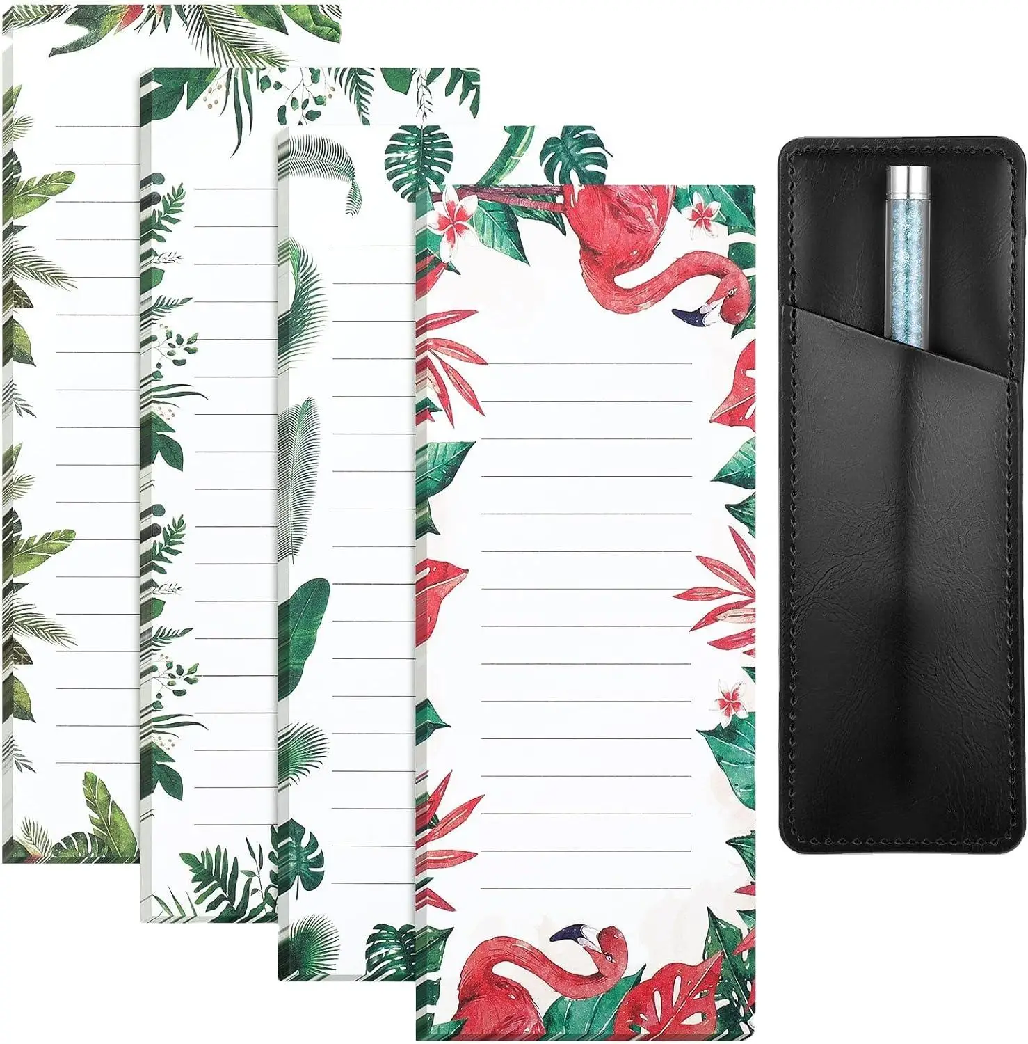 magnetic pad To-Do List Meal Planner Grocery List custom Refrigerator Magnet Reminders Note notepad with Pu Leather Pen Holder