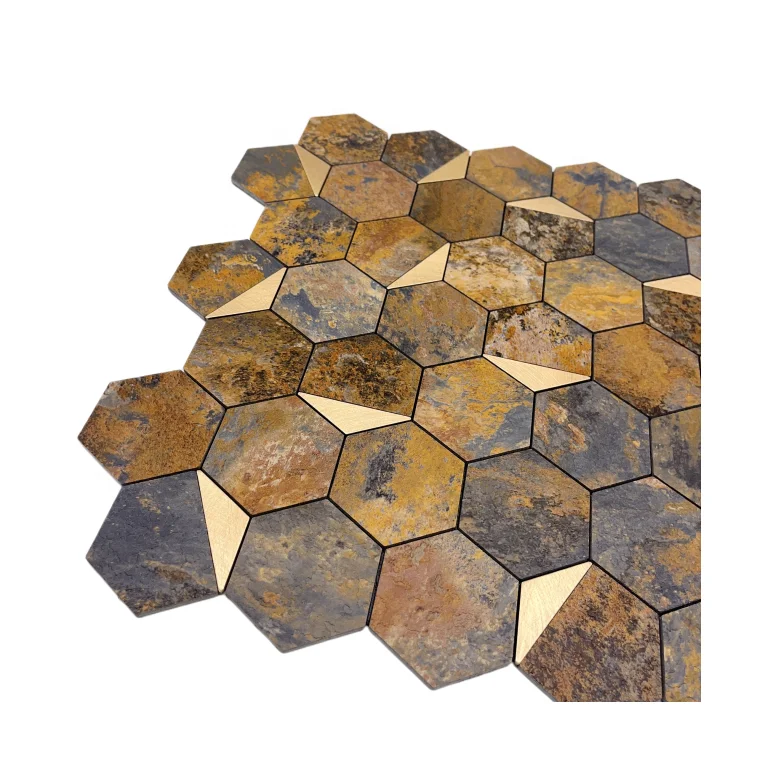 New design brown silver stick mosaic wall tiles PVC and Aluminium tiles for kitchen and bathroom wall