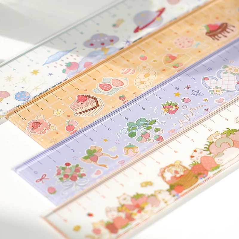 4 вида конструкций милый клубничный сад серия Милый многофункциональный DIY чертежная линейка ручная учётная запись офисный коллаж материал инструмент