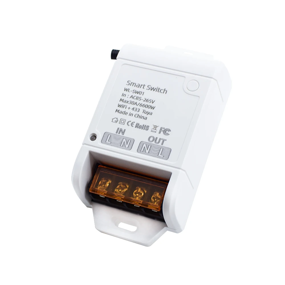 1CH Wifi Relay Module AC85-265V 30A RF Smart Switch Work with Tuya Smart Life APP Self-locking Inching Mode