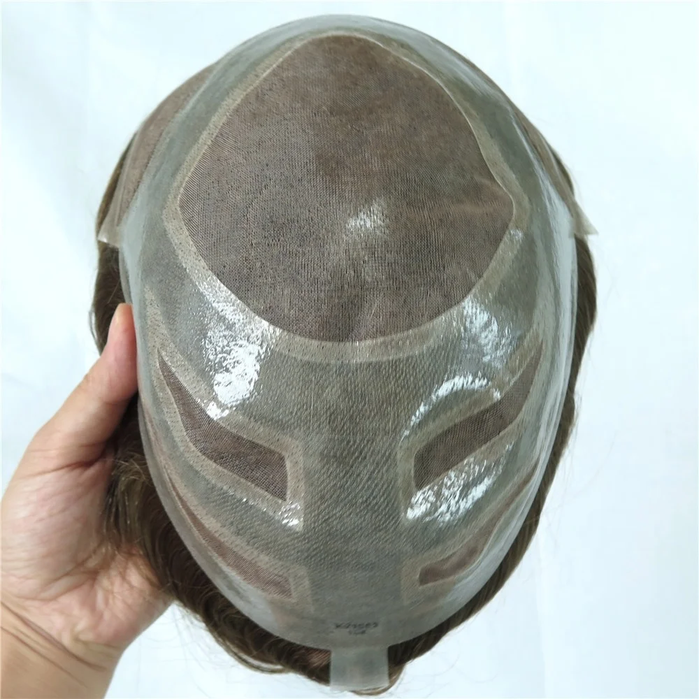 Mono Top with Lace Front Men Toupee Wholesale High Quality Cheap Human Hair Prosthesis Men