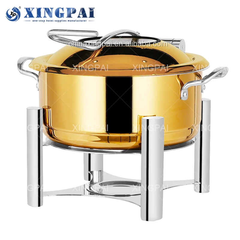 XINGPAI arabic restaurant hotel supplies chafing dish buffet set luxury gold chafing dish with stainless steel base