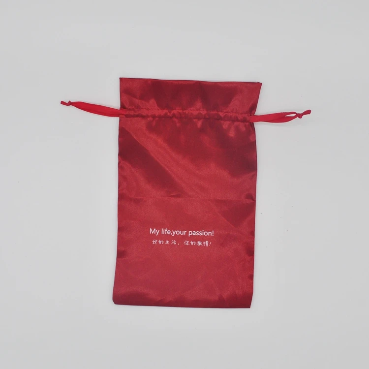 
Colorful satin pouch with silk ribbon 