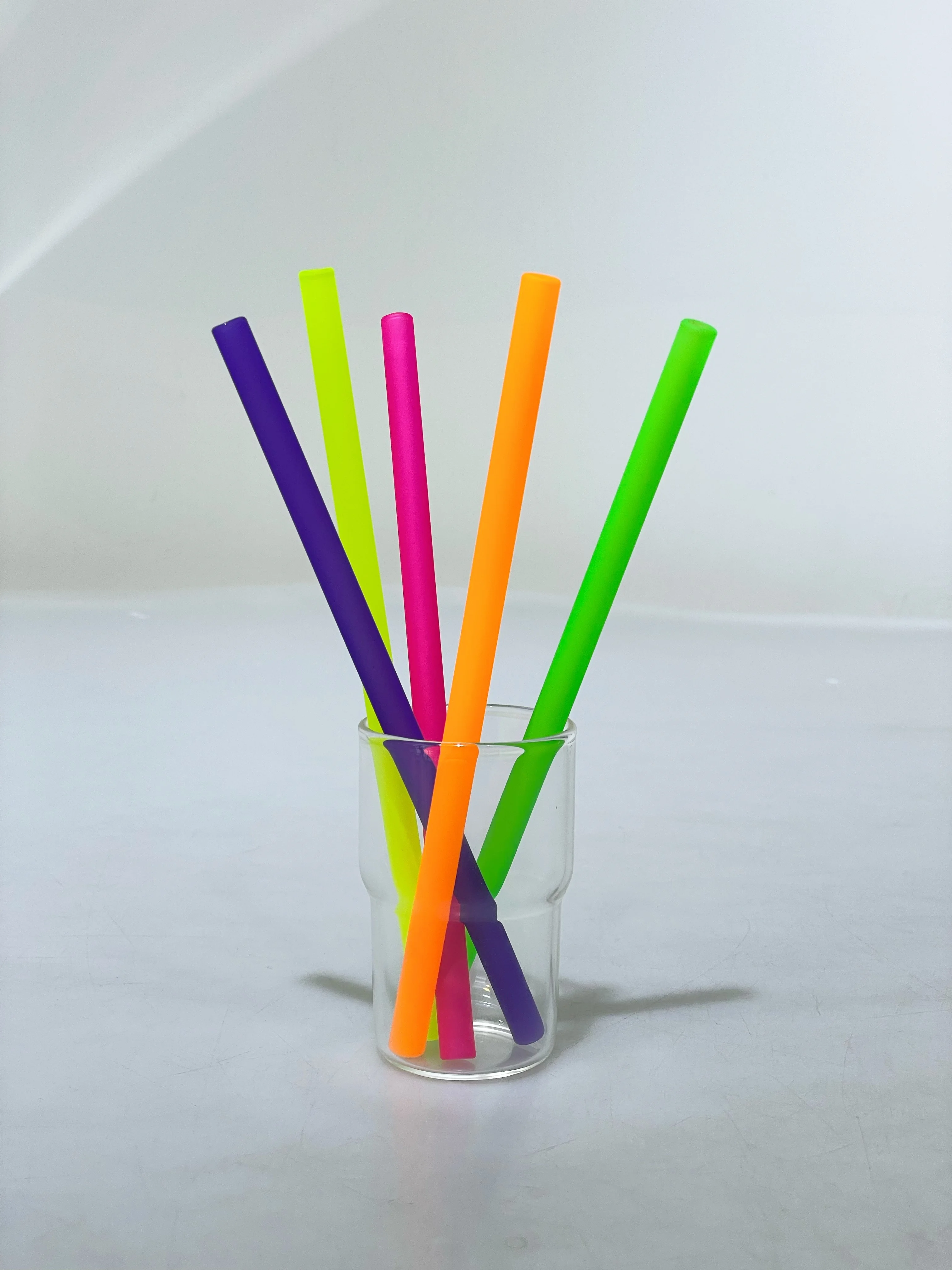 Resistant Reusable High Borosilicate Transparent Colored Glass Drinking Straw Neon colored glass straws