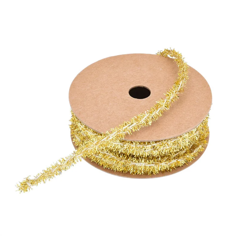 Christmas tree gift packaging fringe wool tops ribbon decoration gold leaf silk thread Christmas latte art ribbon 20 yards_10