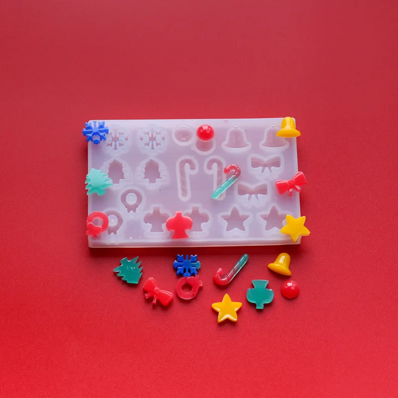 S1013 new christmas decoration tree snowflake resin silicone mold for holiday earrings pendants