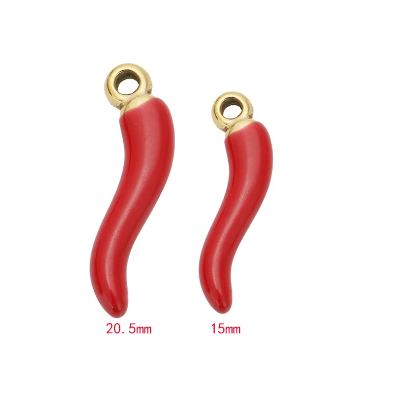 Hot Red Chili Pepper Charms Pendants Custom Stainless Steel Enamel Chili Charms Wholesale For DIY Jewelry Making