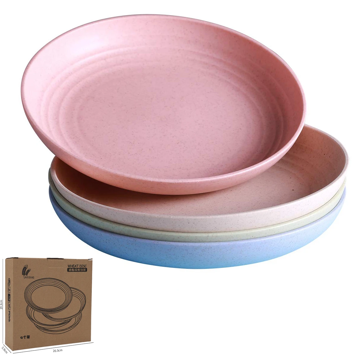7.87inch ECO Dinner Plates Degradable Set Kids Plate Deep Lightweight Unbreakable Wheat Straw Plates