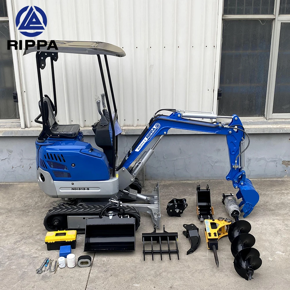 Rippa Mini Excavator 1.4ton Micro Excavator Farm Small Digger Excavator Machine With Spare Parts