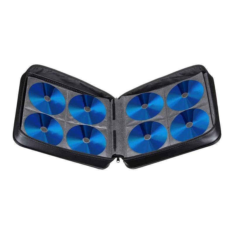 320 Capacity CD Case Portable DVD VCD Storage Bag PU Protective Blu-ray Wallet with Handle Large CD Sleeves Bag