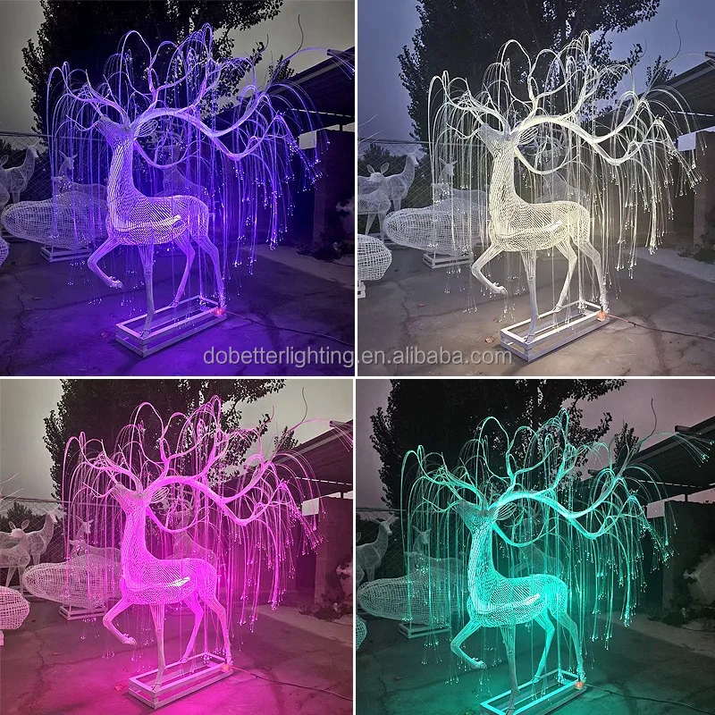 Christmas lighting optical fiber Sika deer lighting 3D motif  light  Manufacturers direct sales outdoor  park/Commercial Plaza