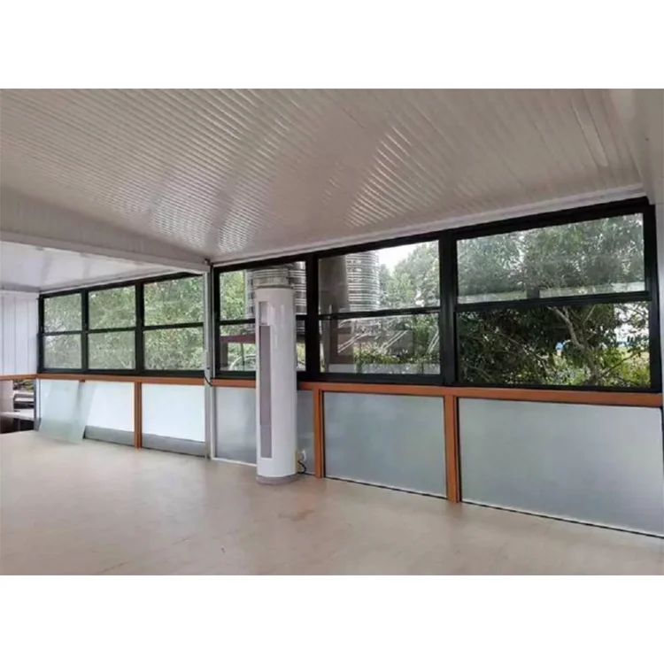 Simple design black aluminum vertical up and down sliding windows double single glass hung sash windows