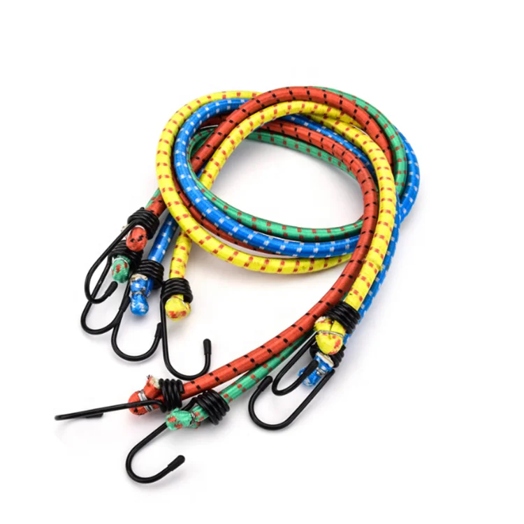 With For Bike Bicycle Outdoor Custom Rubber 8mm Heavy Duty Double Elastic Hooks Cords With Metal Hooks Rope Bungee Cord