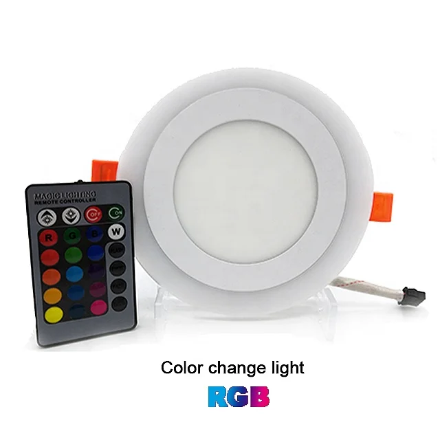 Remote control downlight led lamp cct adjystable panel light rgb ceiling recessed round 24w double color led panel light