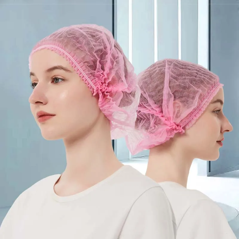 bouffant cap 100 Pink Colors nonwovens clips caps Beauty Salon