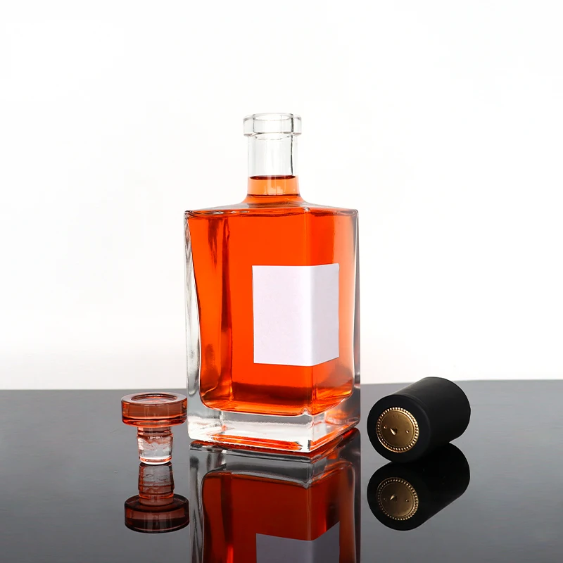 Sealed Empty Clear Matte Black Glass Liquor Bottle For Liquor Rum 500ml 750ml Nordic Gin Whiskey Vodka Liquor Spirit Bottle