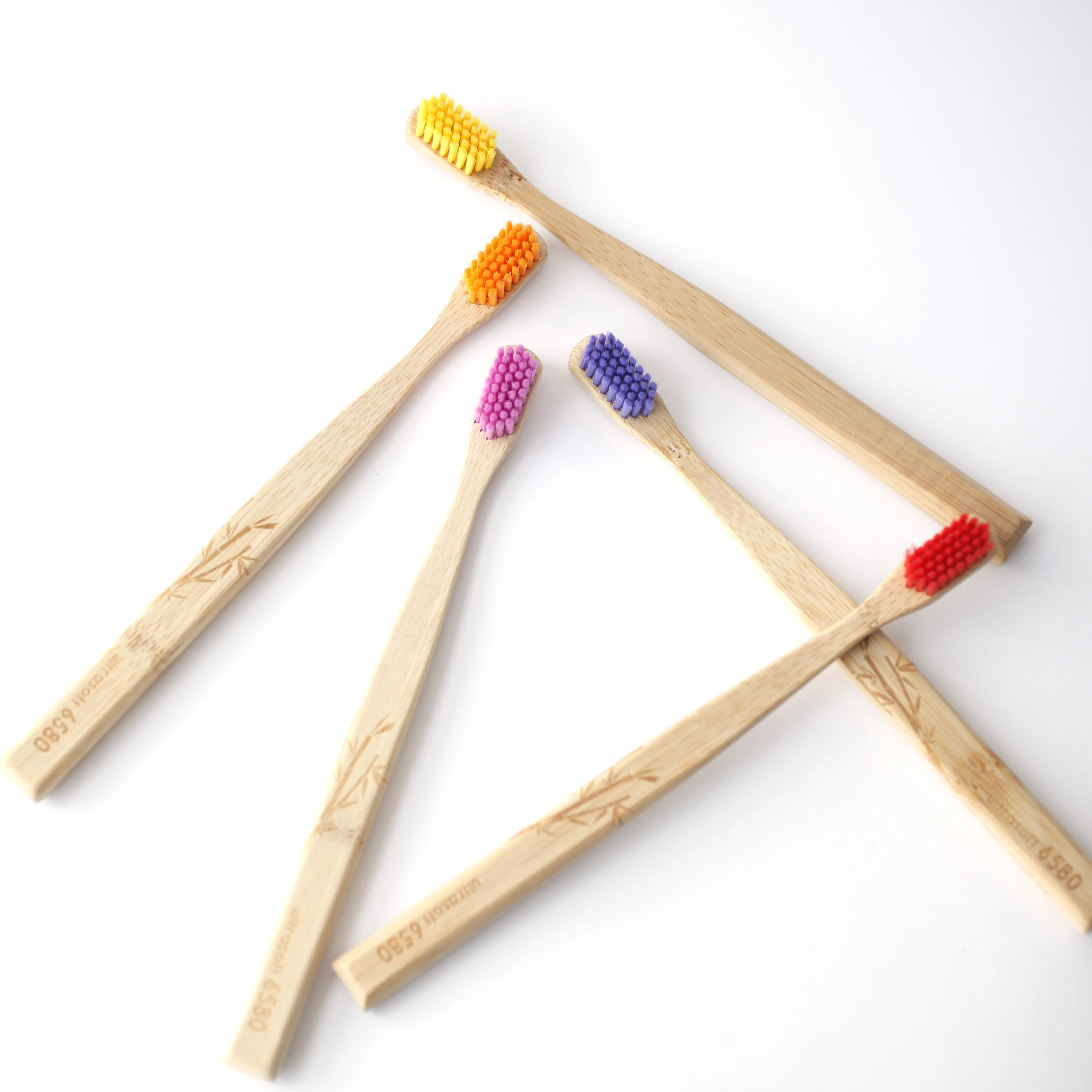 Eco friendly bamboo toothbrush wholesale custom logo  bamboo holder toothbrush with castor bean oil bristles