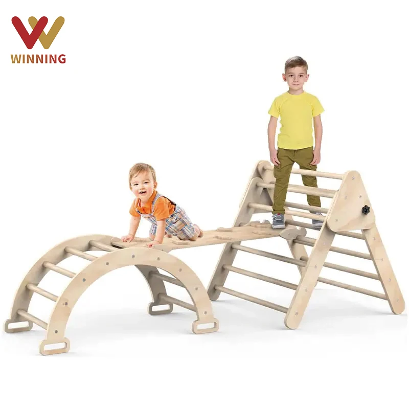 Winning Indoor Kids Playground Piklers Triangle Wooden Climbing Frame Kids Climbing Frame Toddler Gym Montessori Triangle