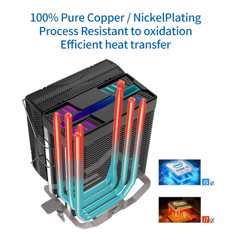 Factory Custom Copper Heatsink CPU Fan Cooler LED Light Function 12V DC Rated Voltage AMD Intel CPU Gaming Motherboard Cooling