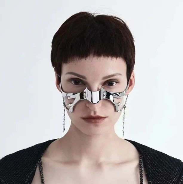 Niche Design Alien Fluid Mechanical Wind Lip Ring Adjustable Face Decoration Men and Women Cyberpunk Metal