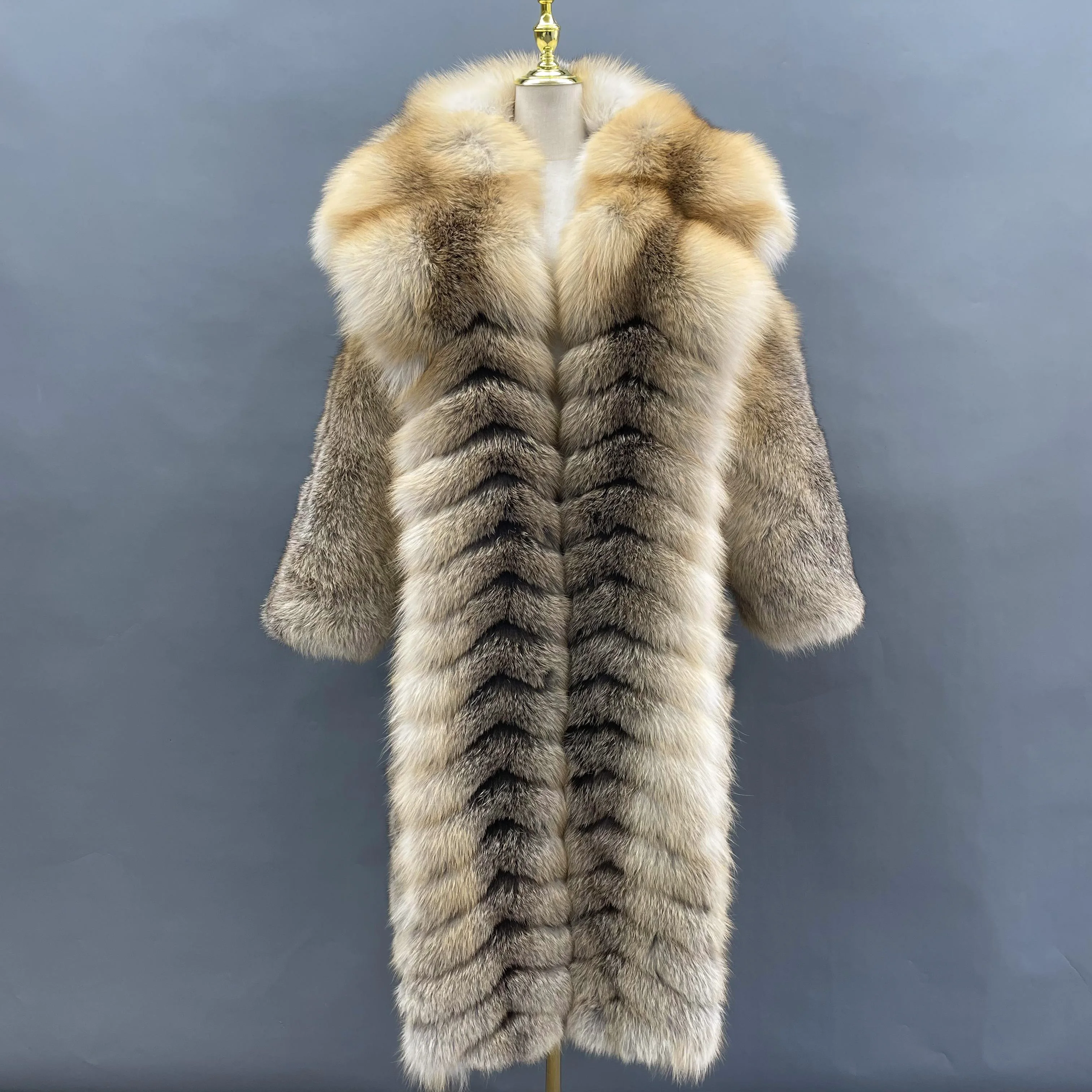 Janefur Winter Down Coat Thick Mid-Length Fox Fur Collar Luxury Fluffy Coat Men Plus Size Fur Coat
