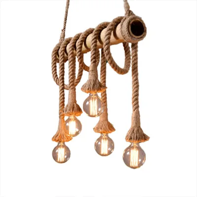 Proper price top quality e27 hemp rope retro industrial iron lighting chandelier