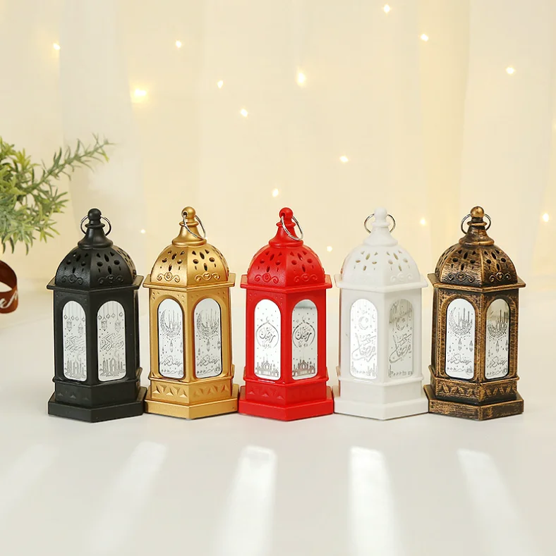13cm Ramadan Kareem Decoration Plastic Material Ramadan Lantern Lamp Eid Mubarak LED Wind Lantern