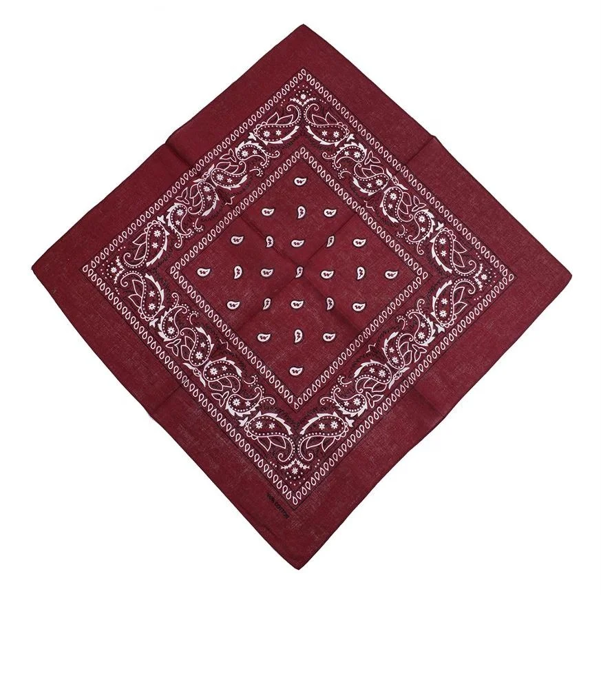 Wholesale Multifunctional Cotton Burgundy Red Paisley Fabric Mens Bandana