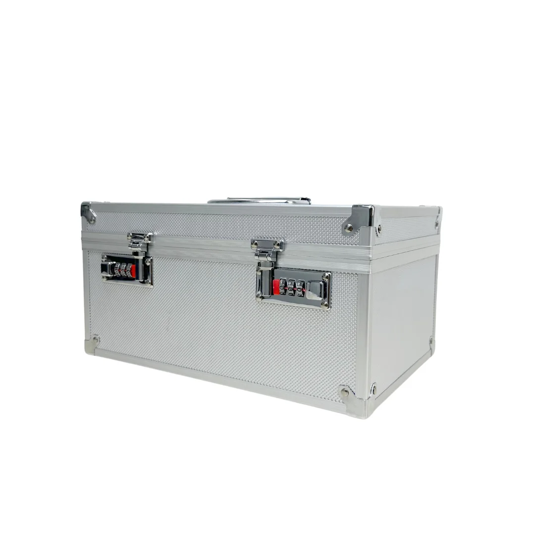 Portable Aluminum Business Style Tool Carrying Case with Metal Handle Lightweight Storage with Open Closure and Code Locks