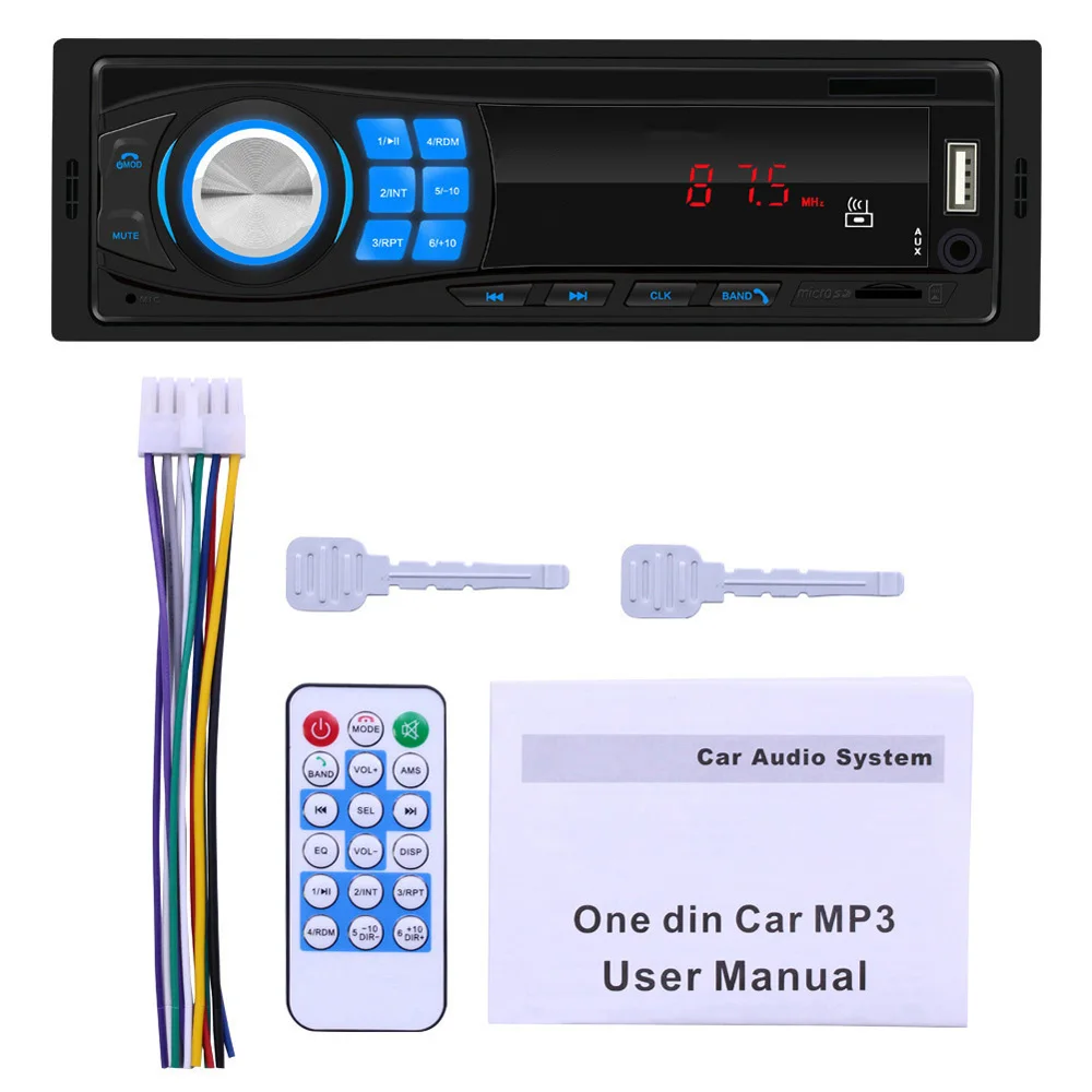 Wholesale New Product 12v Universal Single-Dock Bluetooth Player Tf Card u Disk Fm Car Radio Mp3