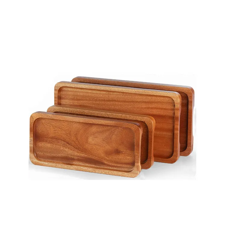High Quality Custom Rustic Wood Crafts Food Serving Tray Wooden Bamboo Safety Wooden Tray With Handles