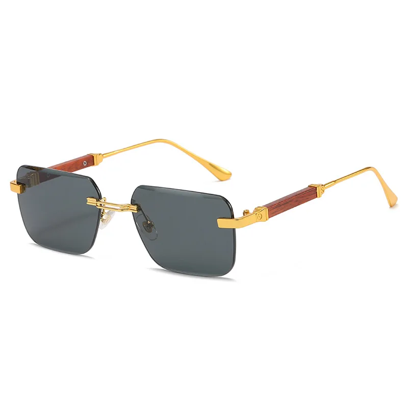 Fashion classic luxury metal frames high quality retro rimless sunglasses men women 2023 ins square eyeglasses custom