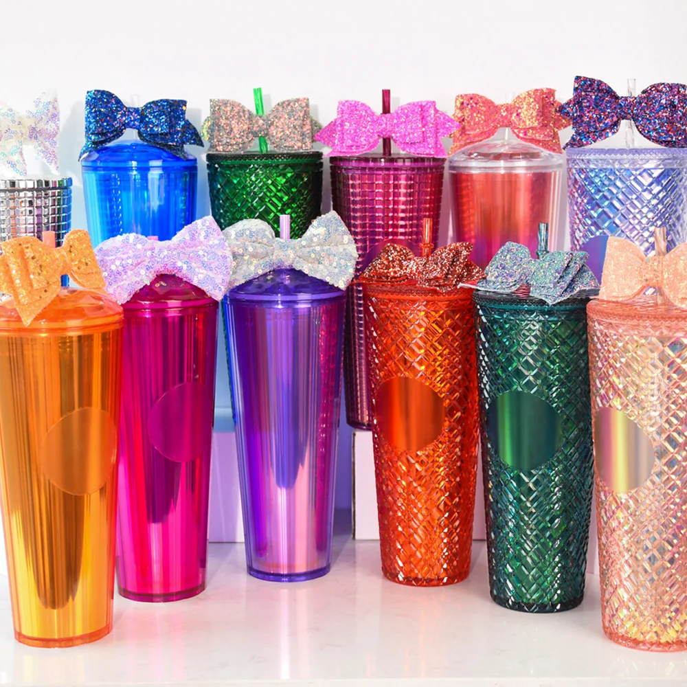 GXP Hot Selling 24oz Pink Custom Logo In Bulk Plastic Tumbler Cold Coffee Mug Tumblers Cups With Lids And Straws