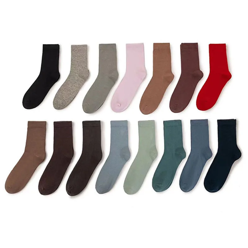 Finest Combed Cotton Dress Socks in Plain Colours for Woman Girl Wholesale Solid Color Casual Socks