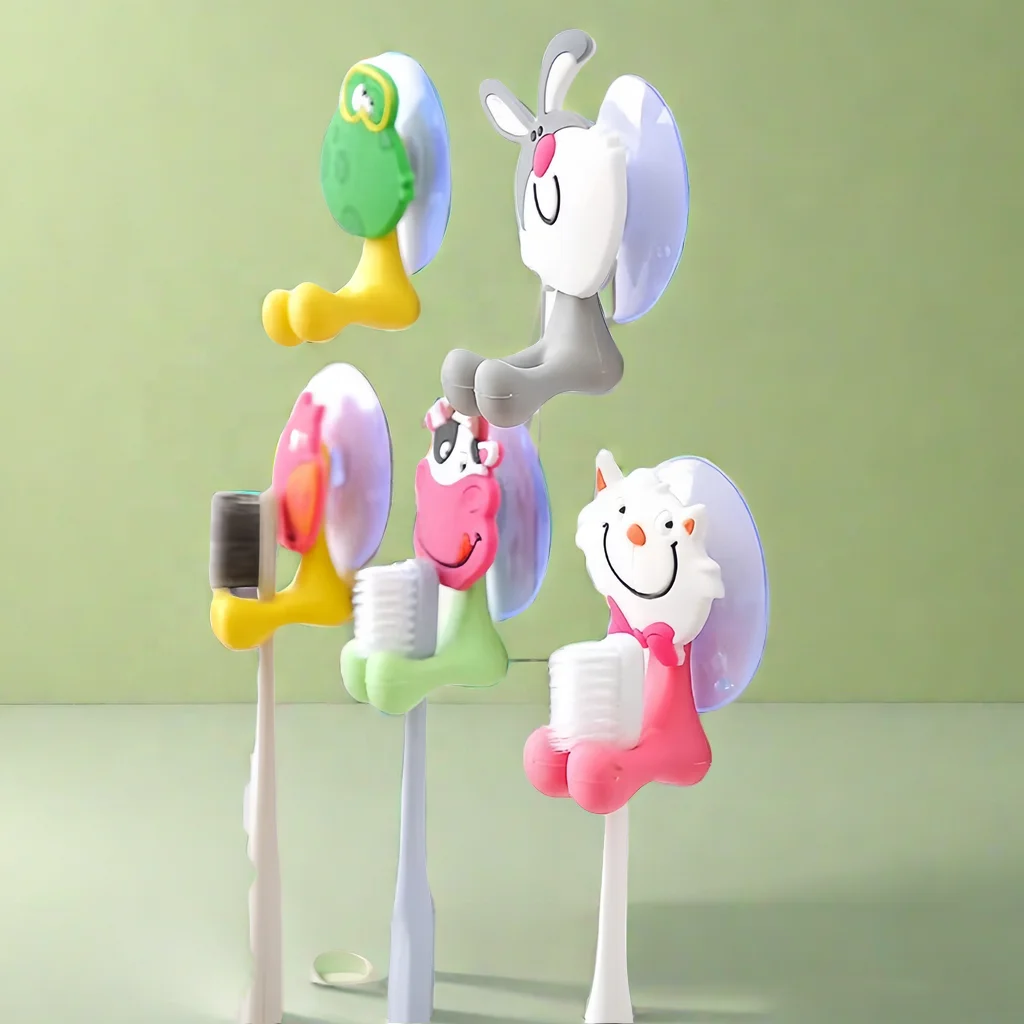 bathroom accessories Silicone suction cup bathroom toothbrush holder bamboo toothbrush wall hook