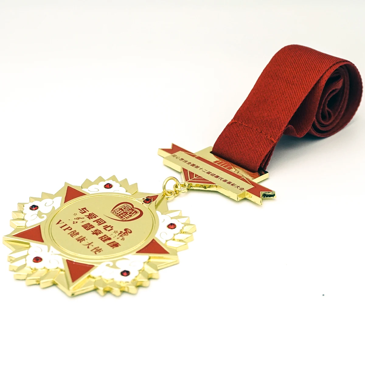 15 Years Factory Blank Custom Made Sublimation Metal Medal Golden Blank Sports Medals with Ribbon