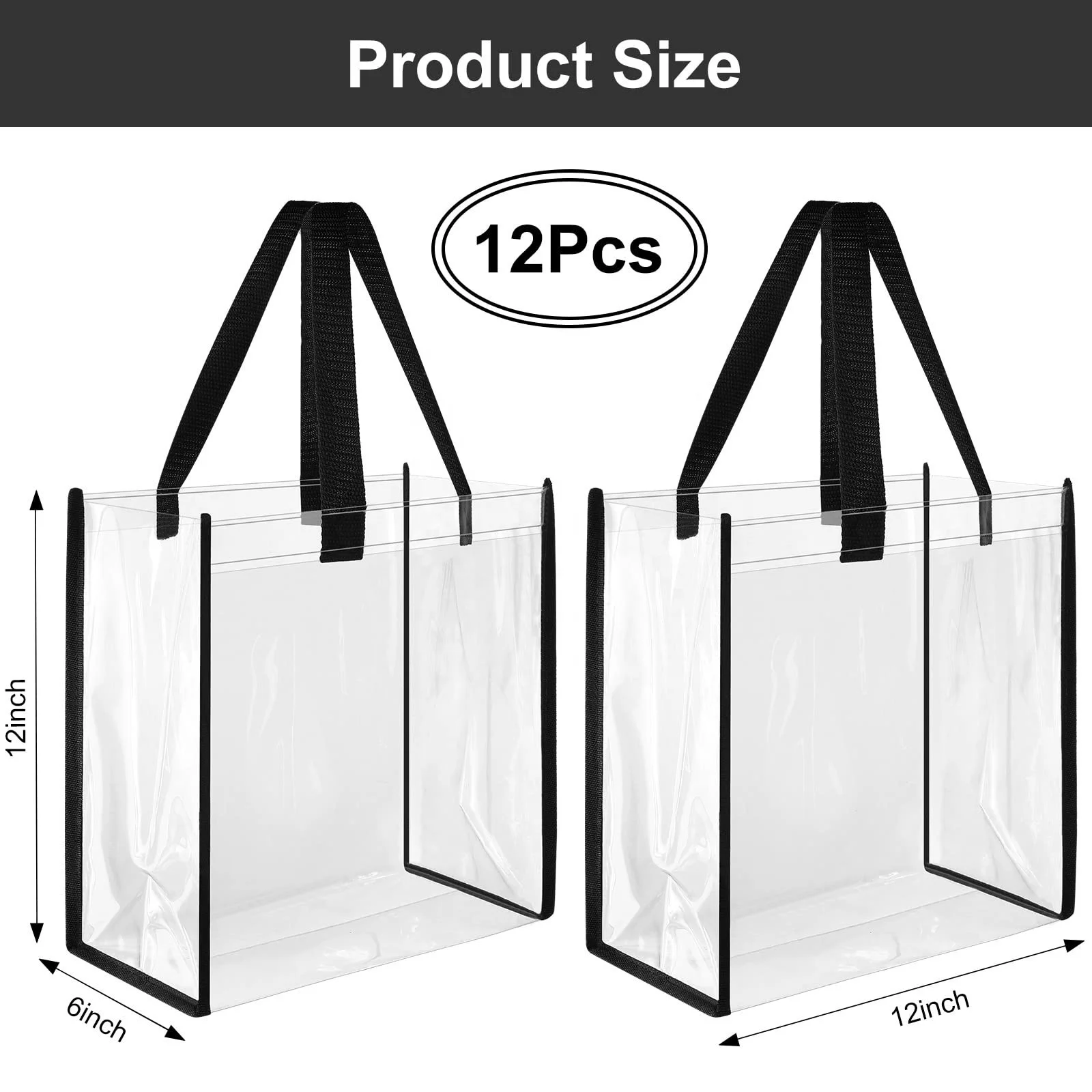 Wholesale Colored clear bags Shopping Bags Waterproof PVC Tote Bags Stadium approved Transparent Handbag