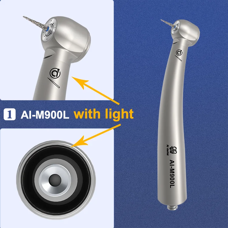 AI-M900L Dental high speed air turbine handpiece 26W 3X-Power Torque Head Ultralight Titanium Body K/N/S/W/B/ Coupling
