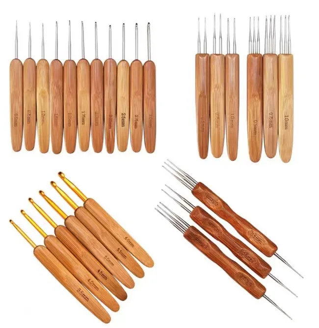 DIY knitting tool carbonized metal head bamboo handle crochet set