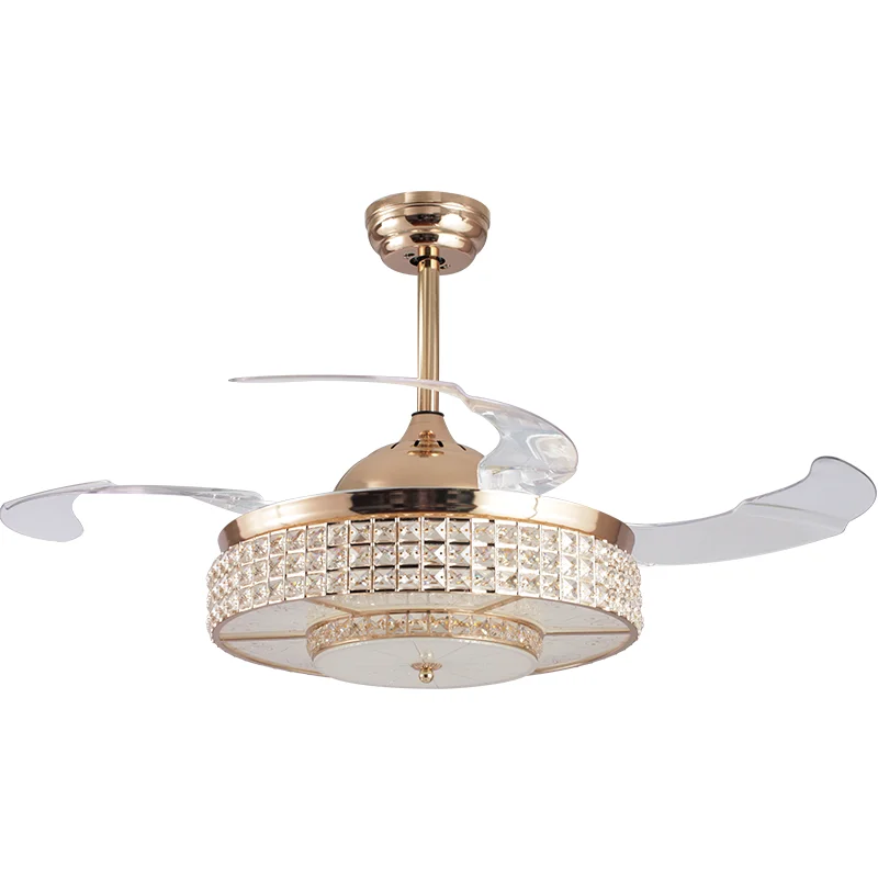 Luxury crystal invisible ceiling fan with LED lights
