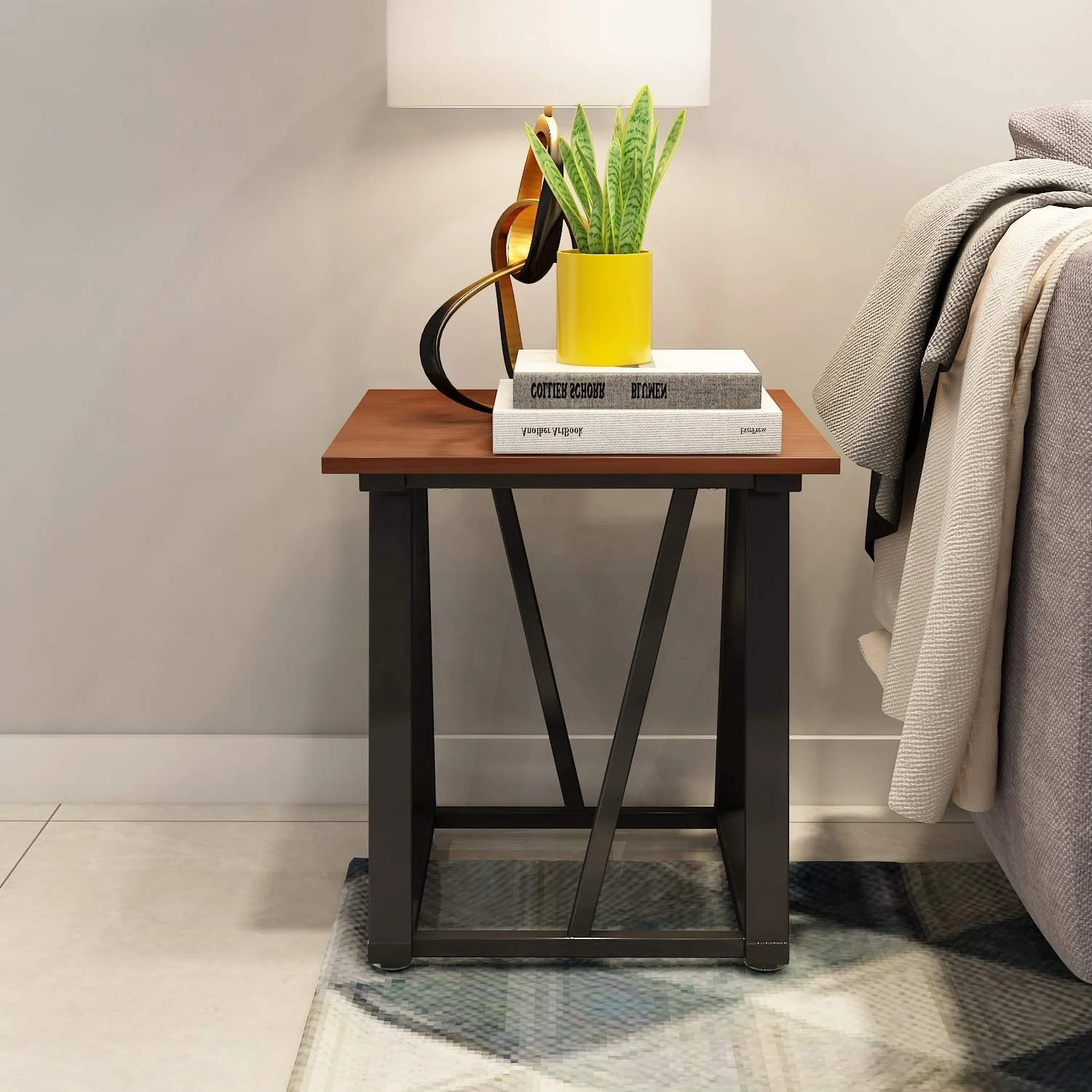 Industrial Wood Telephone office Sofa End Side Table