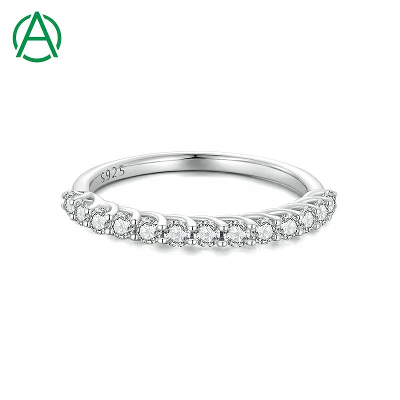 ArthurGem S925 Romantic Rose Gold Row of Diamond Moissanite Ring For Gift