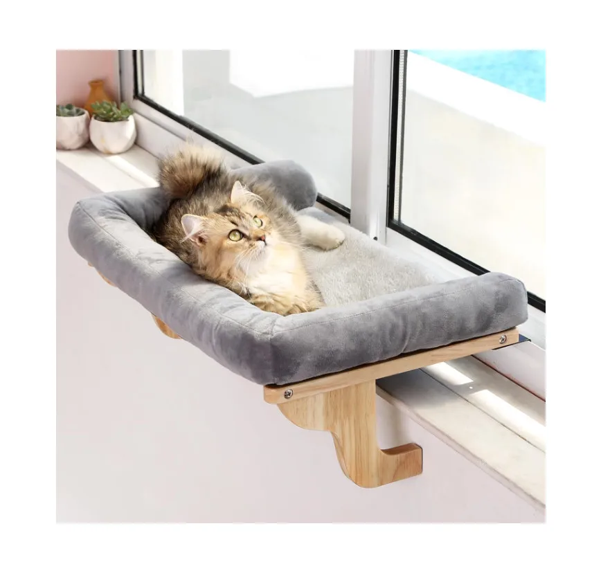 Премиум деревянная и прочная металлическая рама кошачий оконный сидение окунь для подоконника горячая Распродажа кровать домашних животных собак