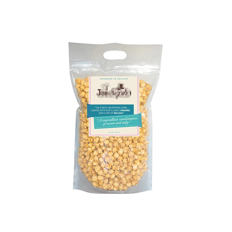 Food Grade Clear Plastic Pouch 3 Side Seal Bag Popcorn Packaging
